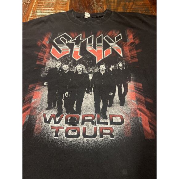 Vintage Styx Shirt Mens XL Black World Tour Concert Rock Band Logo Album Tee - Picture 7 of 11